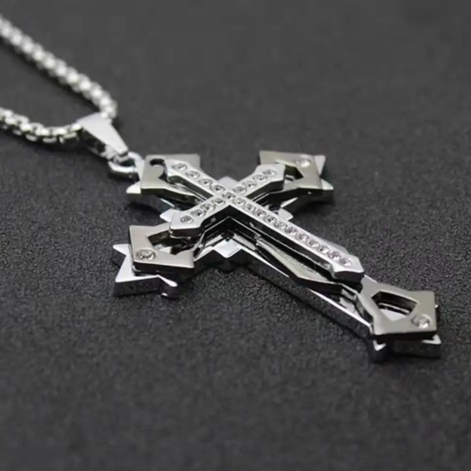 High-Quality Titanium Steel Cross Pendant Necklace – Non-Fading Hip-Hop Chain, Trendy Unisex Statement Jewelry for Men and Women