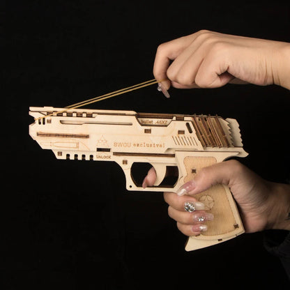 3D Wooden Gun Puzzle - DIY Assembly Pistol Rifle Model Craft Educational Toy for Kids & Adults