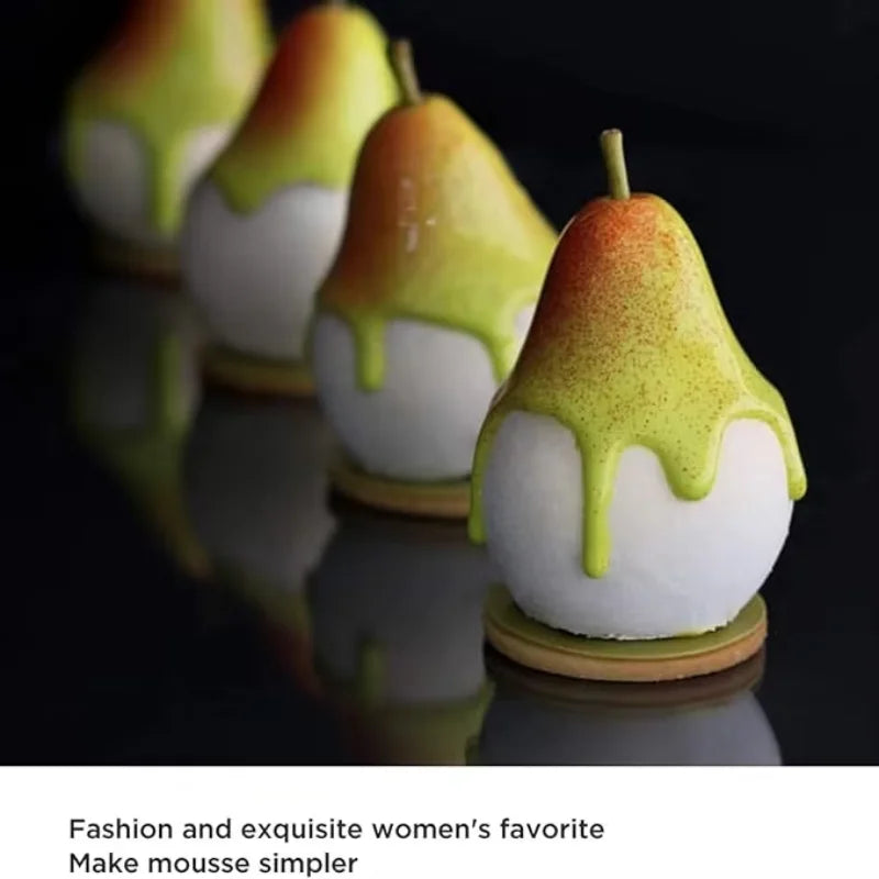 Fruit Series Silicone Cake Mold — Mango & Pear Shapes for Mousse, Dessert Baking, Non-Stick & Easy-Clean French Cake Decoration
