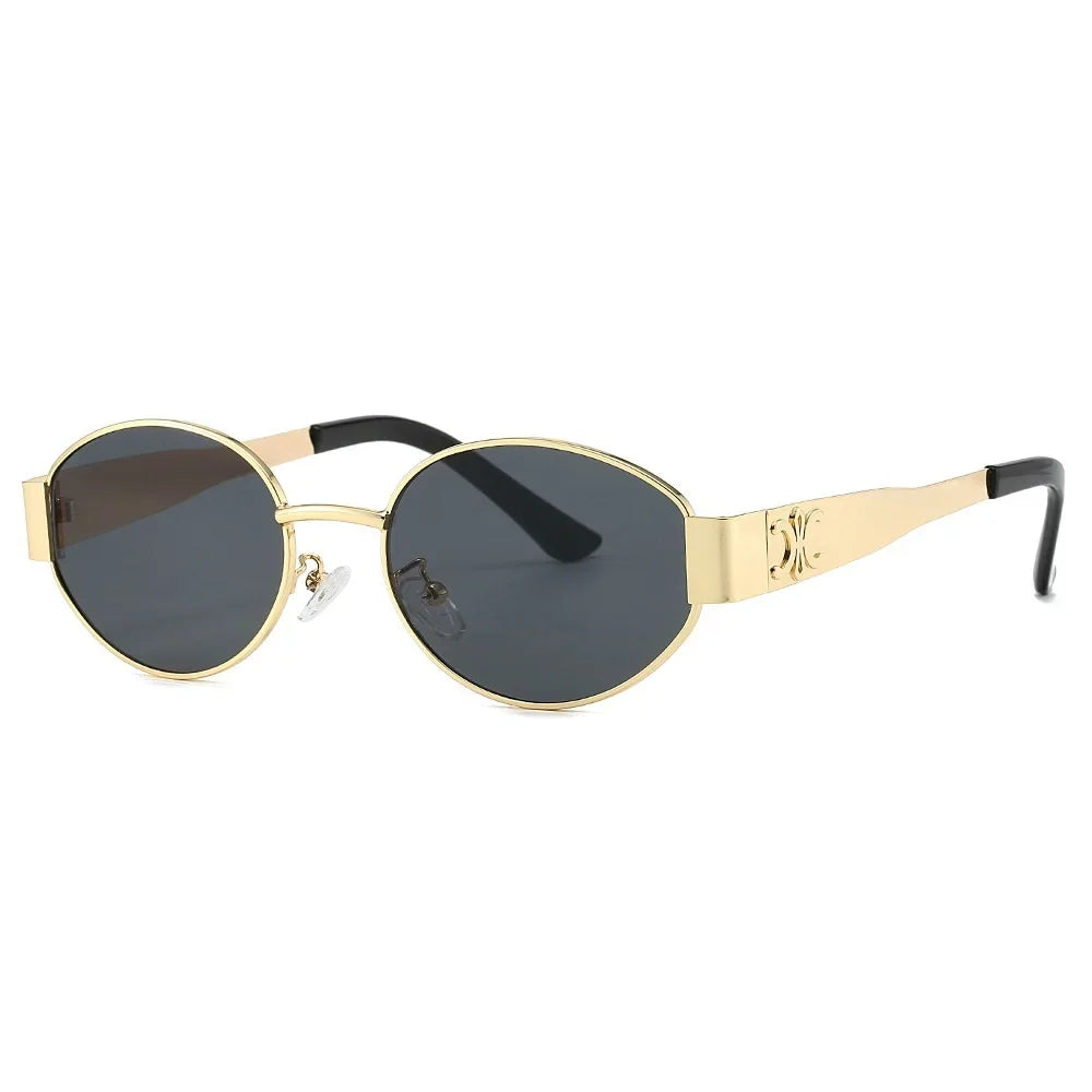 Luxury Metal Brand Sunglasses for Men & Women – Unisex Designer Oval Fashion Eyewear UV400 Shades