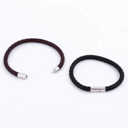 2PCS Men’s PU Leather Magnetic Bracelet Set - Elegant Business Style Gift for Mature & Stylish Men