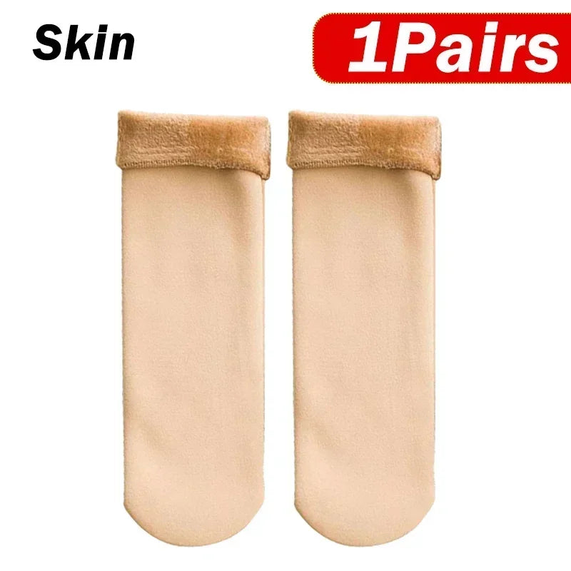 5 Pairs Women’s Winter Thick Thermal Socks — Warm Cashmere Wool Nylon Short Socks for Snow, Boots & Home