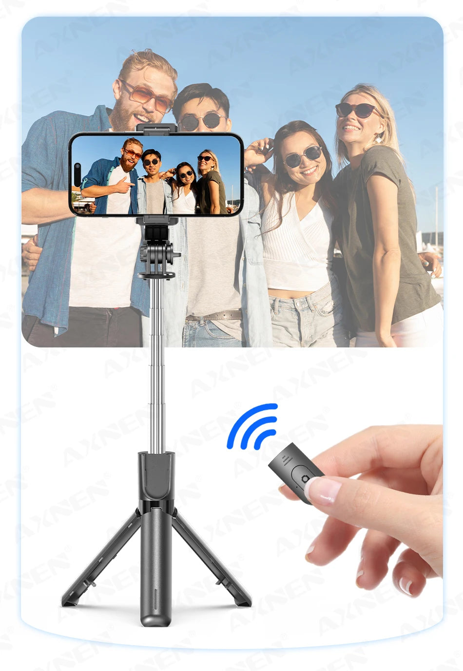 Bluetooth Selfie Stick Tripod with Wireless Remote and Phone Holder – Adjustable Desktop Stand for iPhone & Android, Optional Fill Light