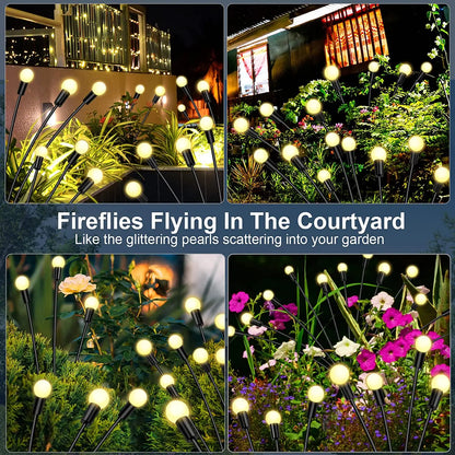 8LED Solar Firefly Garden Lights - Waterproof Outdoor Decorative Lights for Patio, Pathway & Yard Warm Lighting