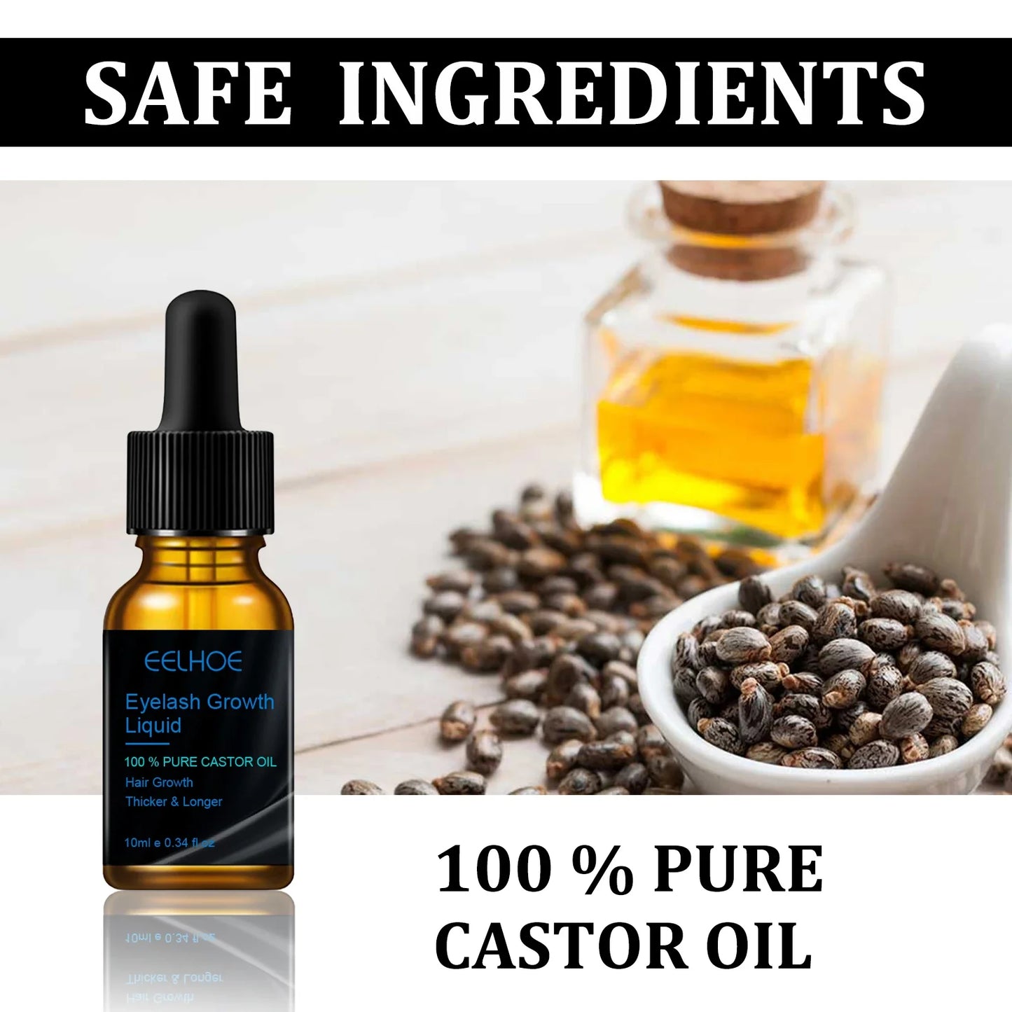 Natural Eyebrow & Eyelash Growth Serum — Thickening, Curling, Moisturizing with Castor Oil for Women