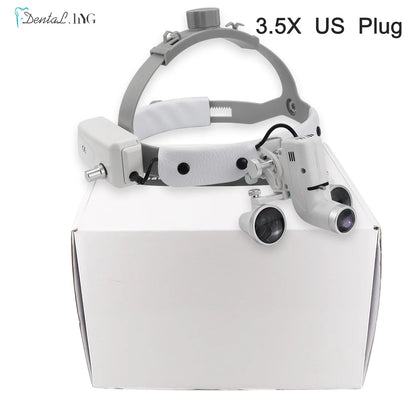 2.5X/3.5X Dental LED Loupes — Adjustable Brightness Spot Headlamp, 5W Surgical Headlight for Dental Lab