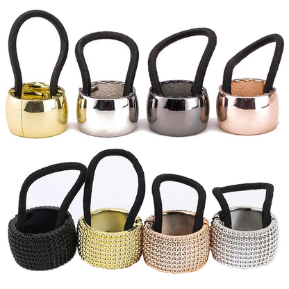 Vintage Metal Ponytail Holder Buckle - Women's Elastic Clip Hair Rope, Fashionable Round Hair Ties Rings - Stylish Headwear Accessory