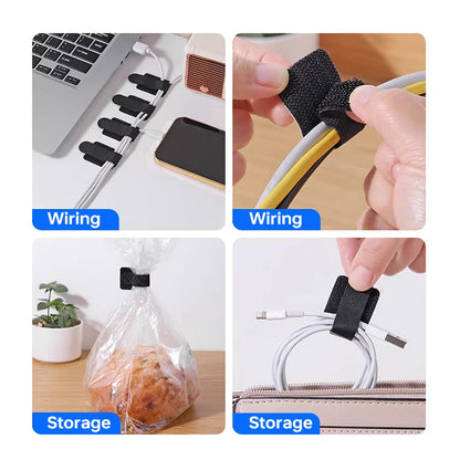 Reusable Cable Ties Fastening Wire Organizer - Self-Adhesive Adjustable Cord Holder Straps for Desk Management