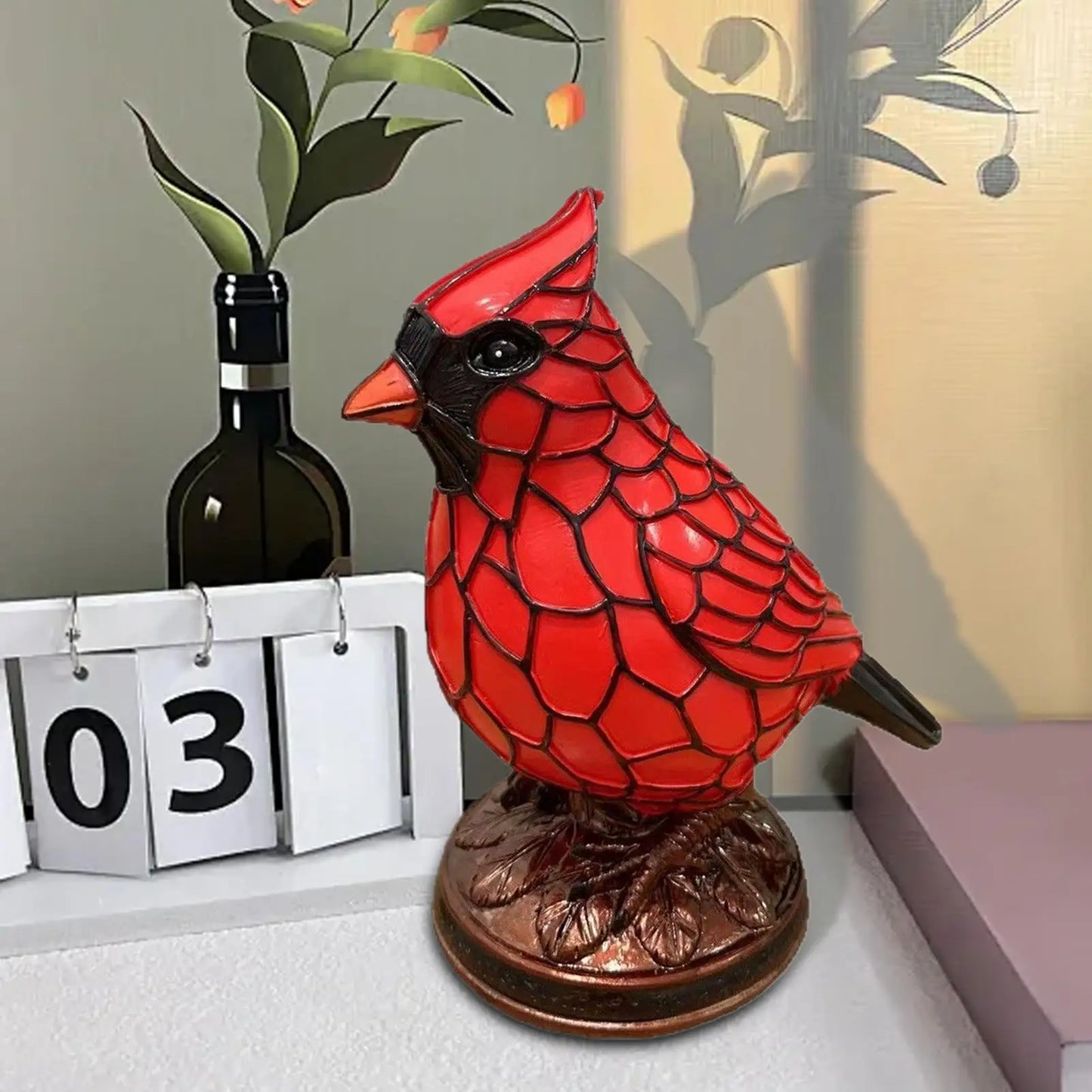 Cardinal Desk Lamp — Natural Animals & Birds Theme Table Lamp for Christmas Home & Office Decor
