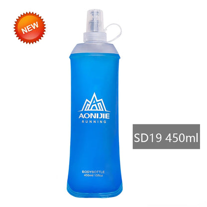 AONIJIE Soft Flask Water Bottle — 250ml/500ml Folding, Collapsible, TPU BPA-Free for Running Hydration Packs, Waist Bags & Vests (SD09/SD10)