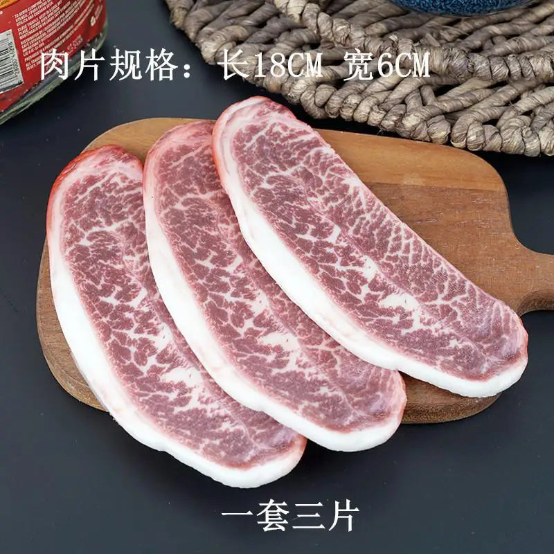 Realistic Faux Meat Models - 5-Piece Beef, Pork & Lamb Steak Display Set for Restaurant Decor