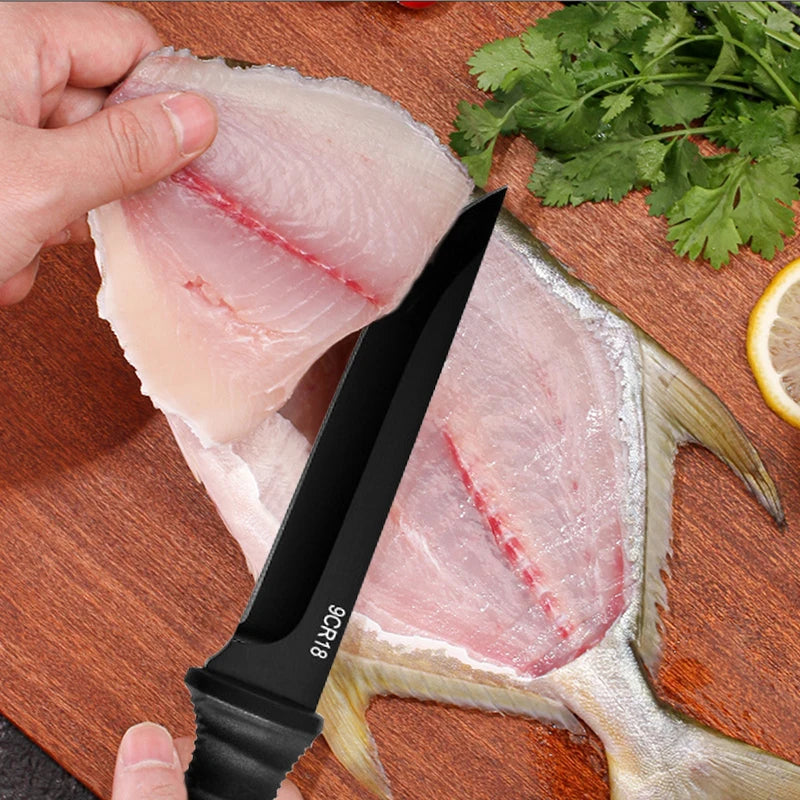 5Cr15Mov Stainless Steel Meat Cleaver & Boning Knife – Sharp Fishing Knife with Holster, Multifunctional Vegetable Peeler