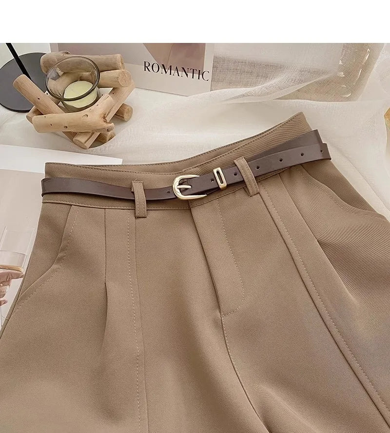 Casual Women’s A-Line Shorts — Vintage Solid High Waist Office & Streetwear Summer Trousers