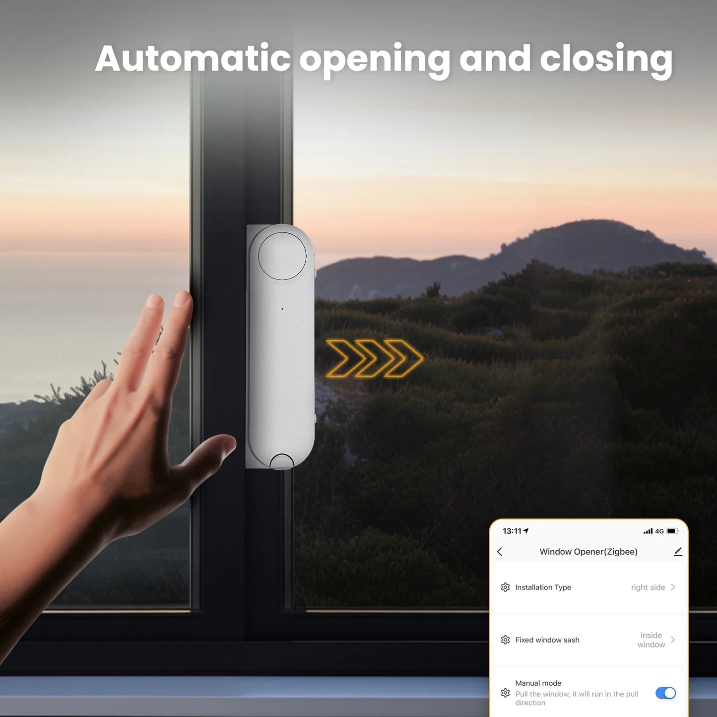 MOES Tuya ZigBee Smart Sliding Window Pusher – Automatic Opener & Closer, Solar Charging, App Remote Control, Alexa/Google Home Compatible