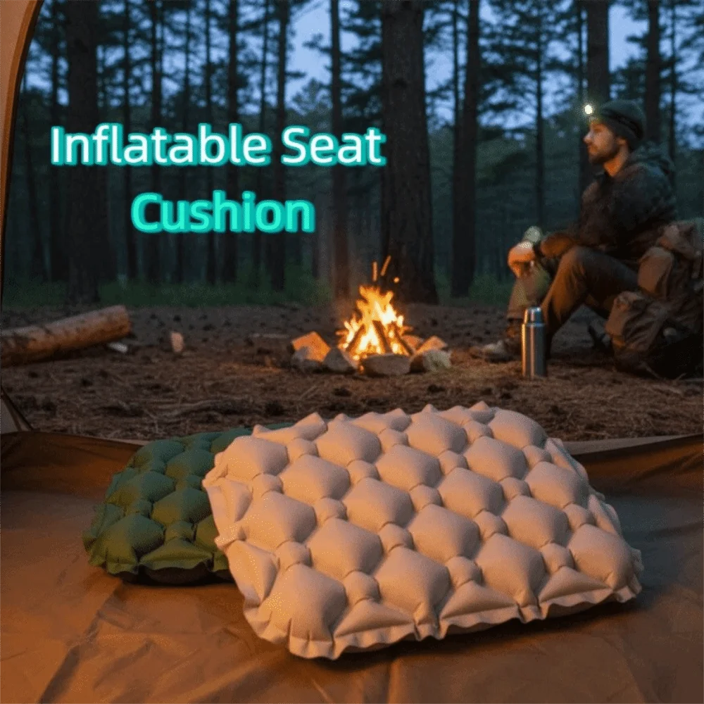 Foldable Inflatable Seat Cushion Moisture-Proof Lightweight Camping Chair Mat Water-Resistant Portable Space-Saving Car & Outdoor Seat Pad