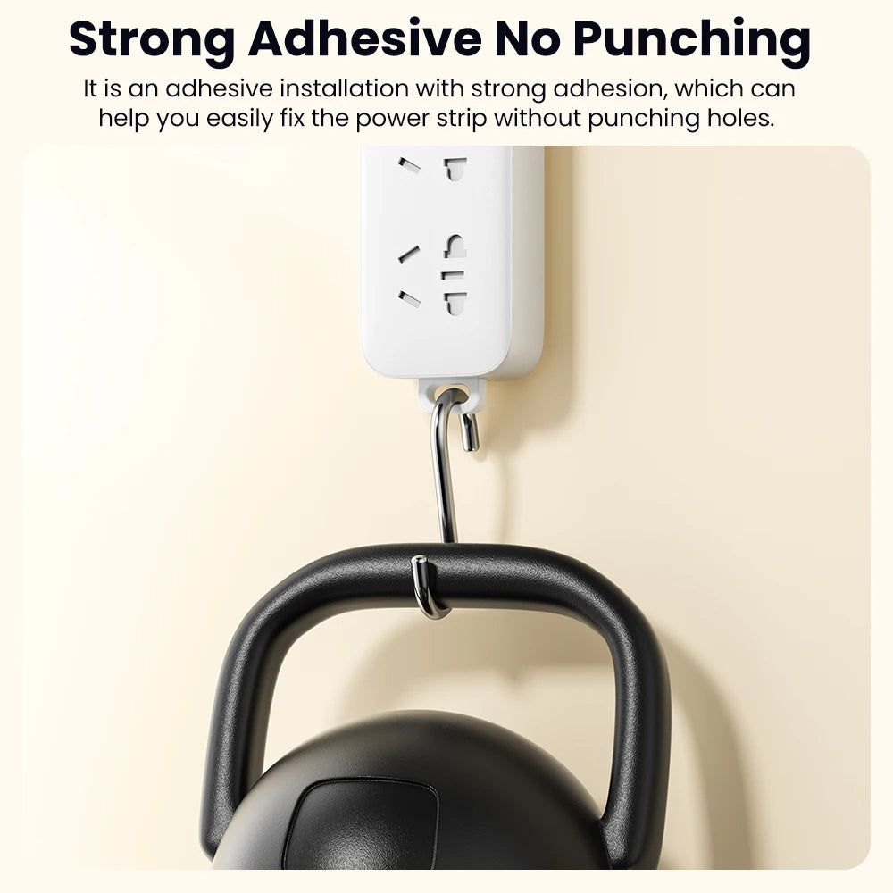 Toocki Punch-Free Wall-Mounted Power Strip Holder – Socket Fixer & Home Power Organizer for Kitchen & Office
