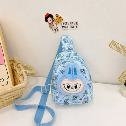 Kids Cartoon Plush Backpack – Cute Animal Crossbody Chest Bag, Lightweight & Spacious for School, Travel, Daily Use