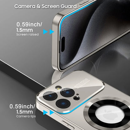Luxury Glass MagSafe iPhone Case - Magnetic Wireless Charging Cover with Camera Protection & Shockproof Design