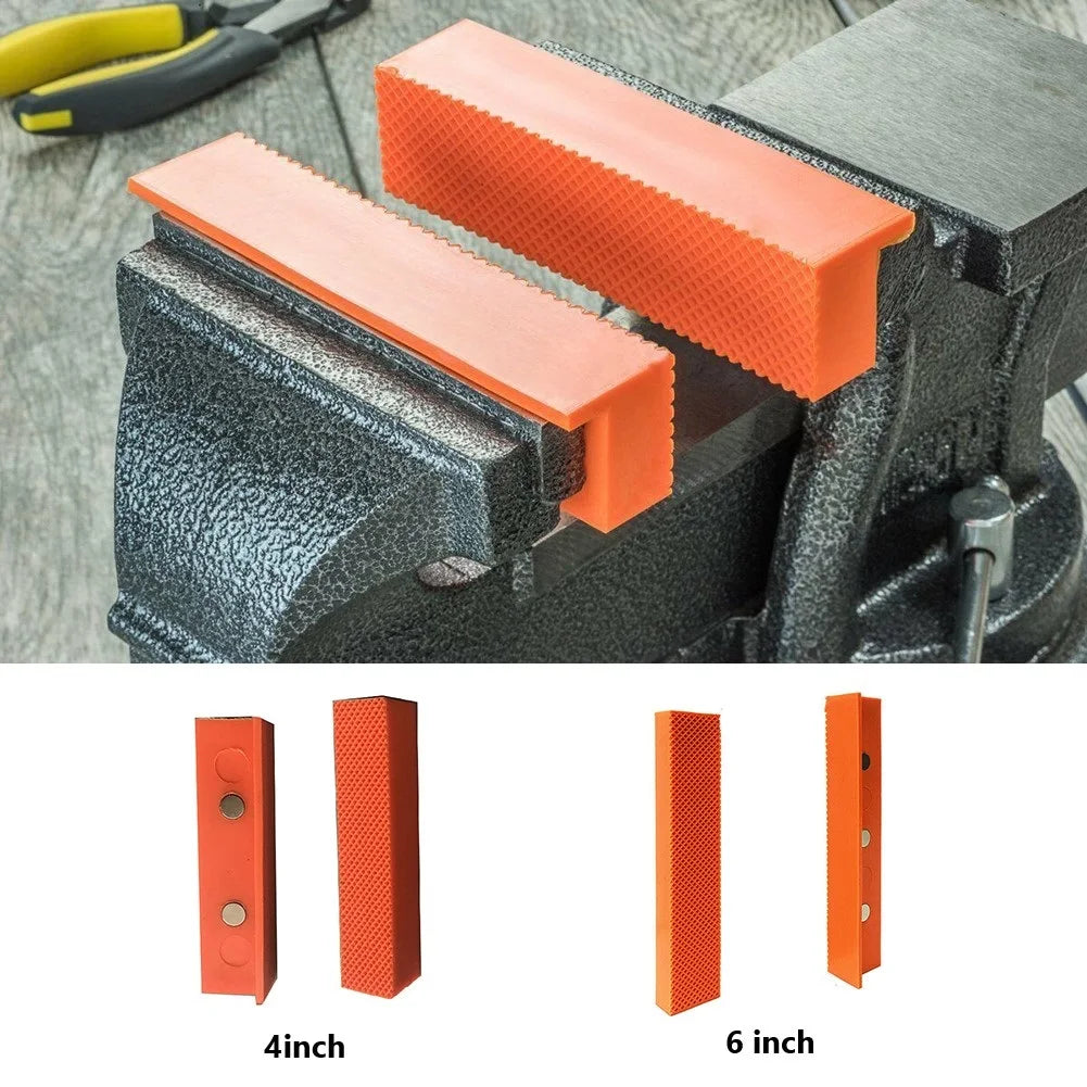2PCS Magnetic Soft Jaw Pads – 4/5/6 Inch Rubber Pads for Metal Vise Bench Machine Tools