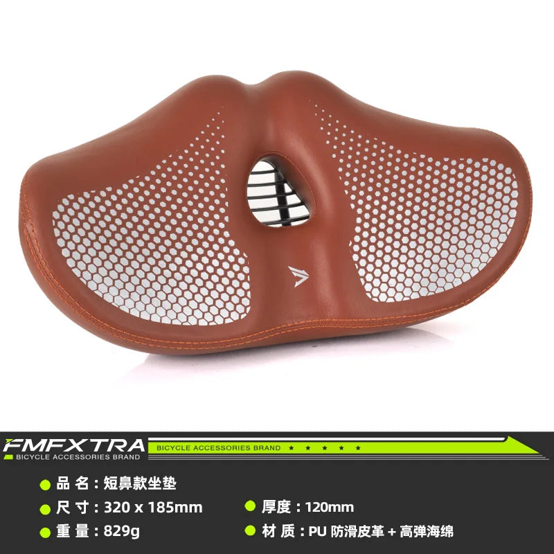 Noseless Bike Seat Cushion - Wide Extra-Padded Comfort Saddle for Men & Women, Oversized Bicycle Seat for Peloton & Indoor Bikes