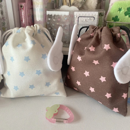 Portable Star Pattern Drawstring Storage Bag - Canvas Cosmetics, Stationery & Accessories Organizer Pouch
