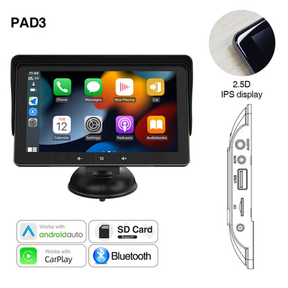 Grandnavi 7-Inch Universal Car Multimedia Touch Screen – Wireless CarPlay & Android Auto Video Player for Vehicles