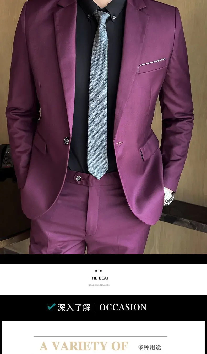 Men’s 3-Piece Suit 6XL — Blazer, Vest & Trousers, Italian Style Fashion Business Wedding Formal Gentleman Dress