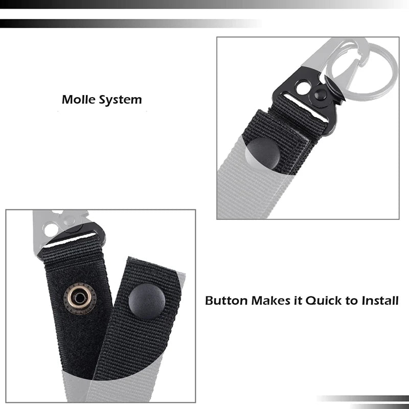 Tactical Molle Keychain with Metal Hook – Nylon Backpack Key Holder