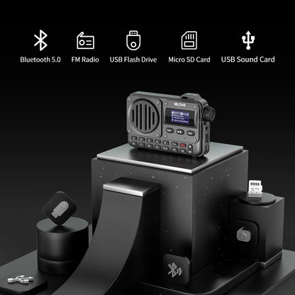 MLOVE BV800 Super-Portable Bluetooth Speaker - FM Radio, LCD Screen, Antenna, AUX Input, USB Disk, TF Card, MP3 Player