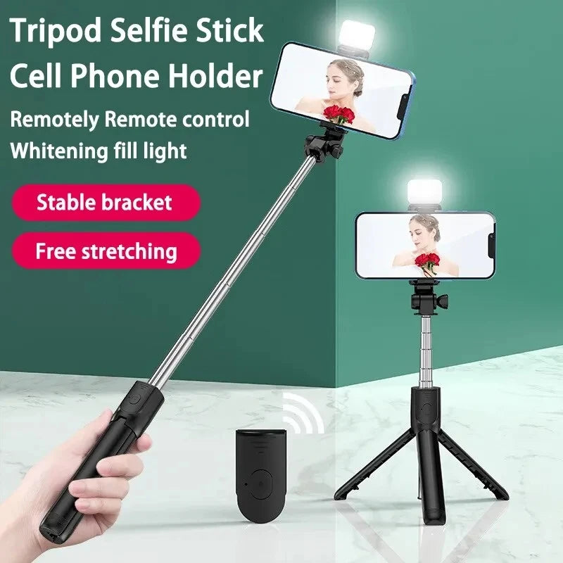 FGCLSY Monopod Remote Shutter with Fill Light — Mini Wireless Bluetooth Selfie Stick & Tripod Phone Holder for iPhone, Samsung, Xiaomi