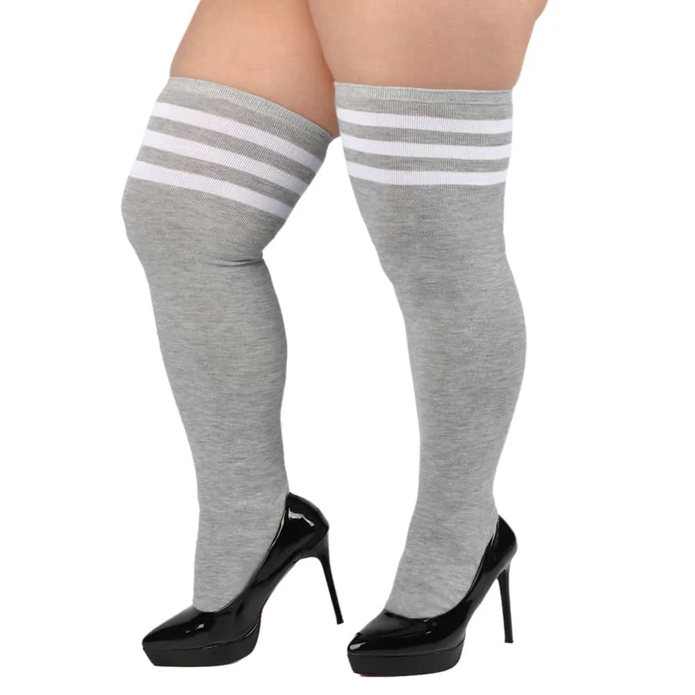 Oversized Women’s Leg Warmers - Thigh-High Over-Knee Socks in White or Black, Plus Size 3XL–5XL