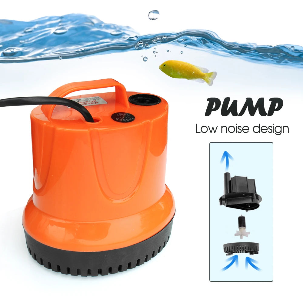 220V Submersible Water Pump - 30W–110W Bottom-Suction Silent Pump for Garden Water Features and Fish Tanks