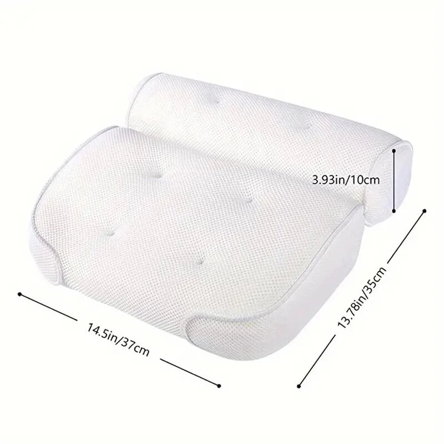 Spa Bathtub Pillow with Anti-Slip Suction Cups – Neck and Back Support for Bathtub and Bathroom Accessory