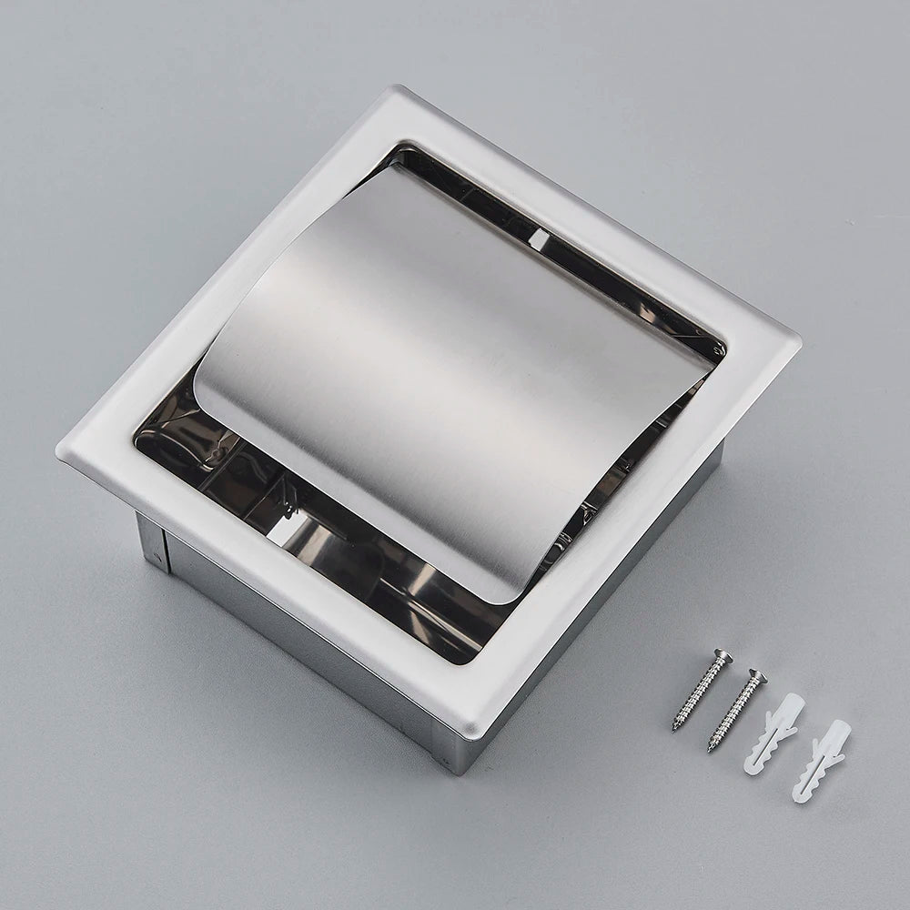 Onyzpily Bathroom Toilet Paper Holder | Chrome Finish Stainless Steel Tissue Box Holder, Wall Mounted, Black & Chrome