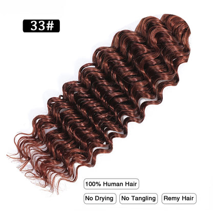 Pre-Colored Brazilian Deep Wave Bulk Human Hair - No Weft, Remy Hair Extensions, 14-28 Inch for Crochet Braids