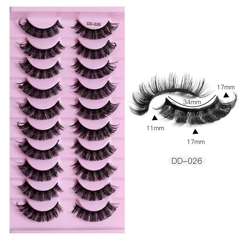 2/10 Pairs 3D Mink Strip False Eyelashes – Dramatic Fake Lash Extensions for Makeup