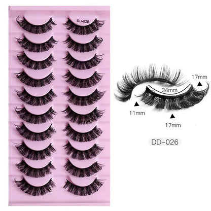 2/10 Pairs 3D Mink Strip False Eyelashes – Dramatic Fake Lash Extensions for Makeup