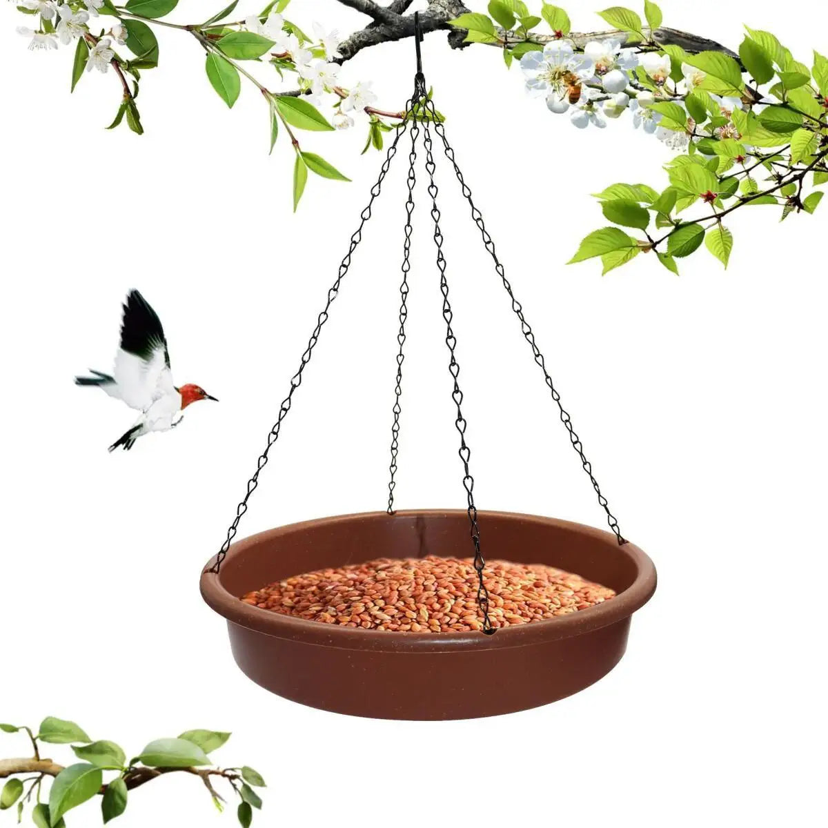 Hanging Bird Feeder & Water Bath Tray – Outdoor Garden Plastic Feeder for Birds, Yard Decoration & Pet Supplies