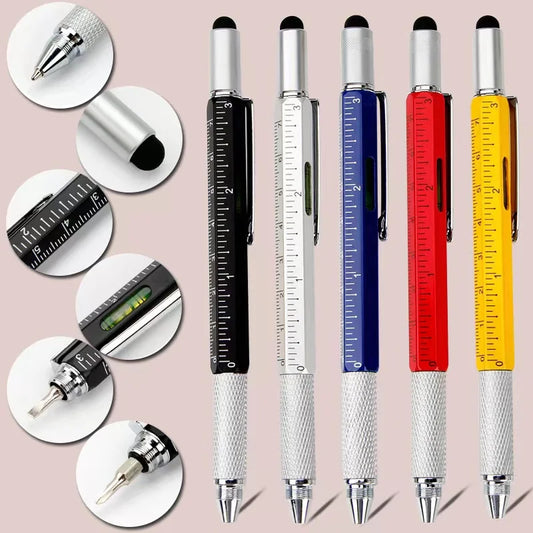 7 in 1 Multifunction Ballpoint Pen - Ruler, Screwdriver, Touch Screen Stylus, Spirit Level, and More