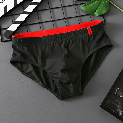 Men’s Cotton Briefs with Convex Pouch – Low Rise Breathable Solid Color Comfortable Youth Underwear Fit