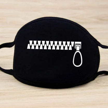 Black Cotton Winter Mask — Unisex Thickened Half-Face Cotton Cartoon Pattern Anti-Dust Respirator
