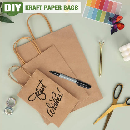 10/20pcs Brown Kraft Paper Bags with Handles – Small Gift Bags for Business, Shopping, Christmas & Party Favors