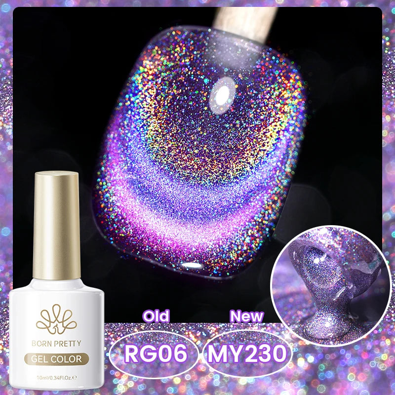 BORN PRETTY Cat Magnetic Gel Nail Polish 117 Colors 10ml Full Coverage Semi-Permanent Soak-Off Nail Varnish for Salon Manicure Glitter Cat Eye Nails
