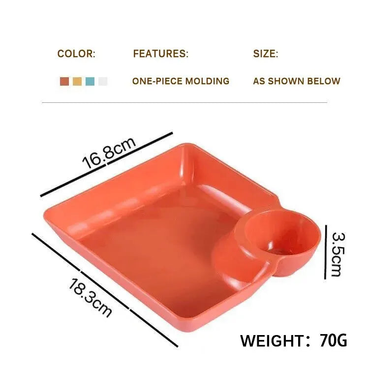 Versatile 2-Grid Snack Dish: French Fries & Dumpling Plate with Ketchup and Vinegar Compartments - Ideal for Dumplings, Desserts, and Spices