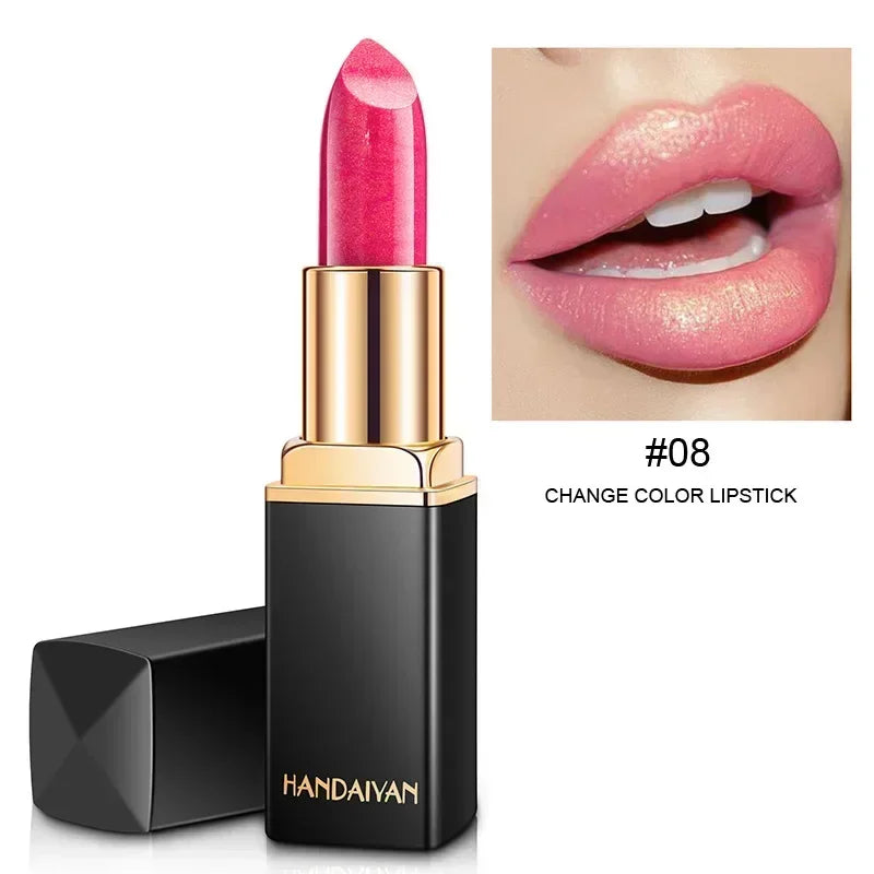 Professional Brand Lipstick – Waterproof, Long-Lasting Nude Pink & Mermaid Shimmer, Luxury Makeup Cosmetic