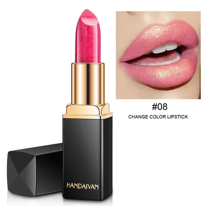 Professional Brand Lipstick – Waterproof, Long-Lasting Nude Pink & Mermaid Shimmer, Luxury Makeup Cosmetic