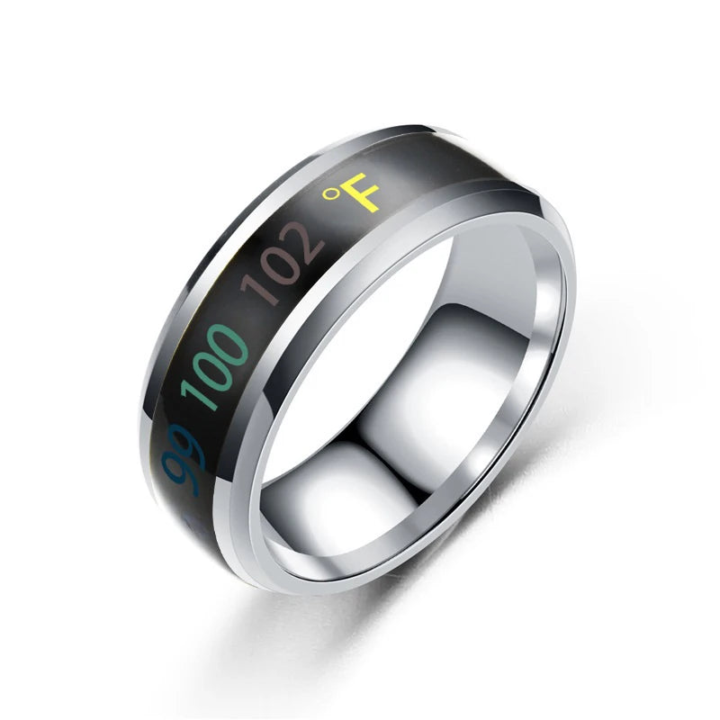 Smart Stainless Steel Mood Ring – Temperature Sensitive Couple Ring, Waterproof Intelligent Color Changing Jewelry Accessories