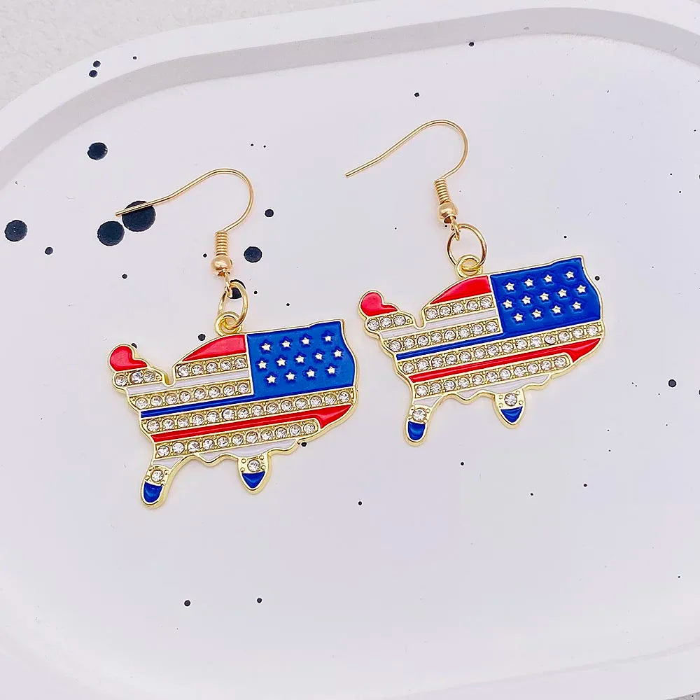 USA Flag Hat Wing Charms Earrings - Patriotic 4th of July Rainbow Flag Dangle Jewelry for Women & Girls