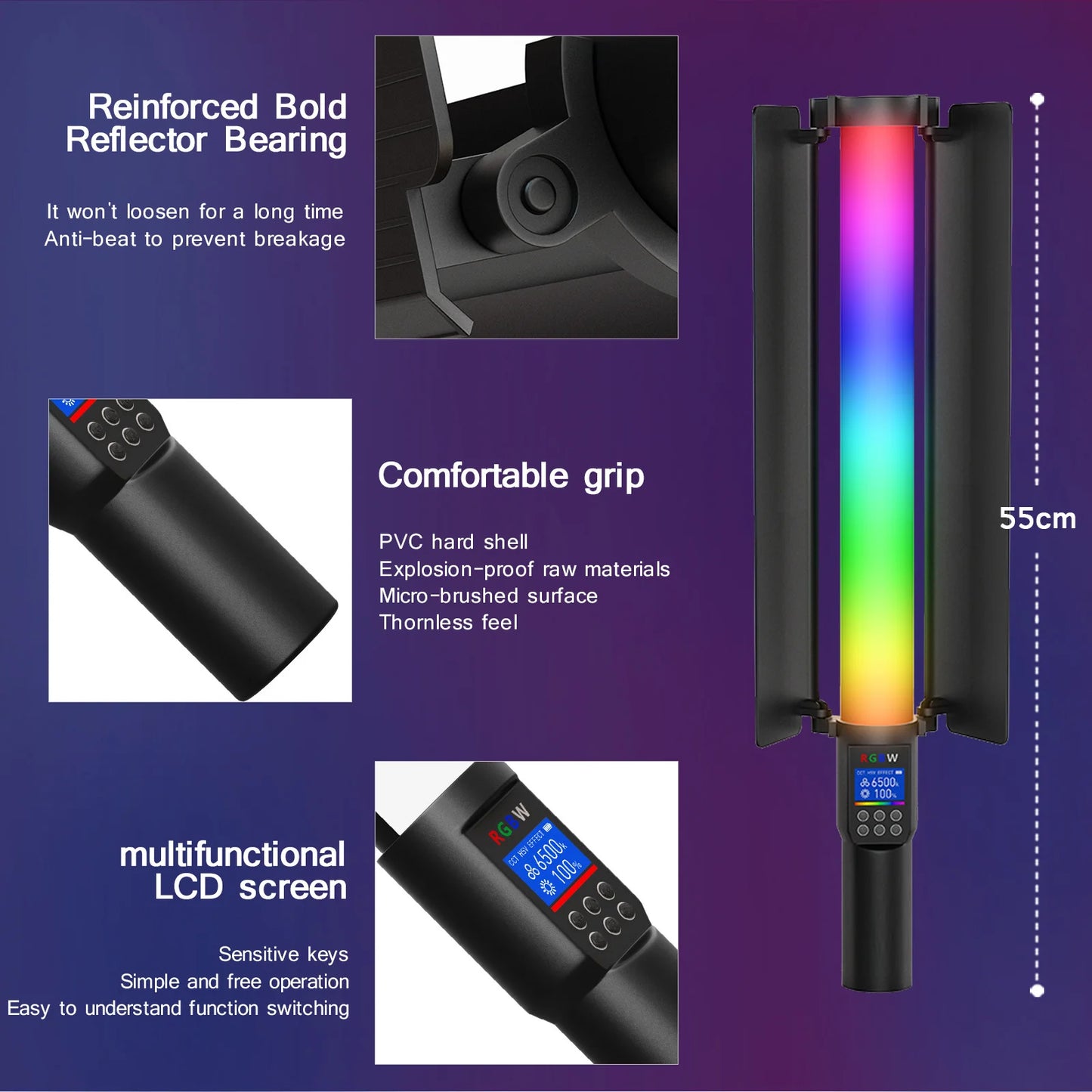 RGB Photography Video Light Stick – Colorful LED Wand with Tripod Stand for Party, Fill Light, and Speedlight