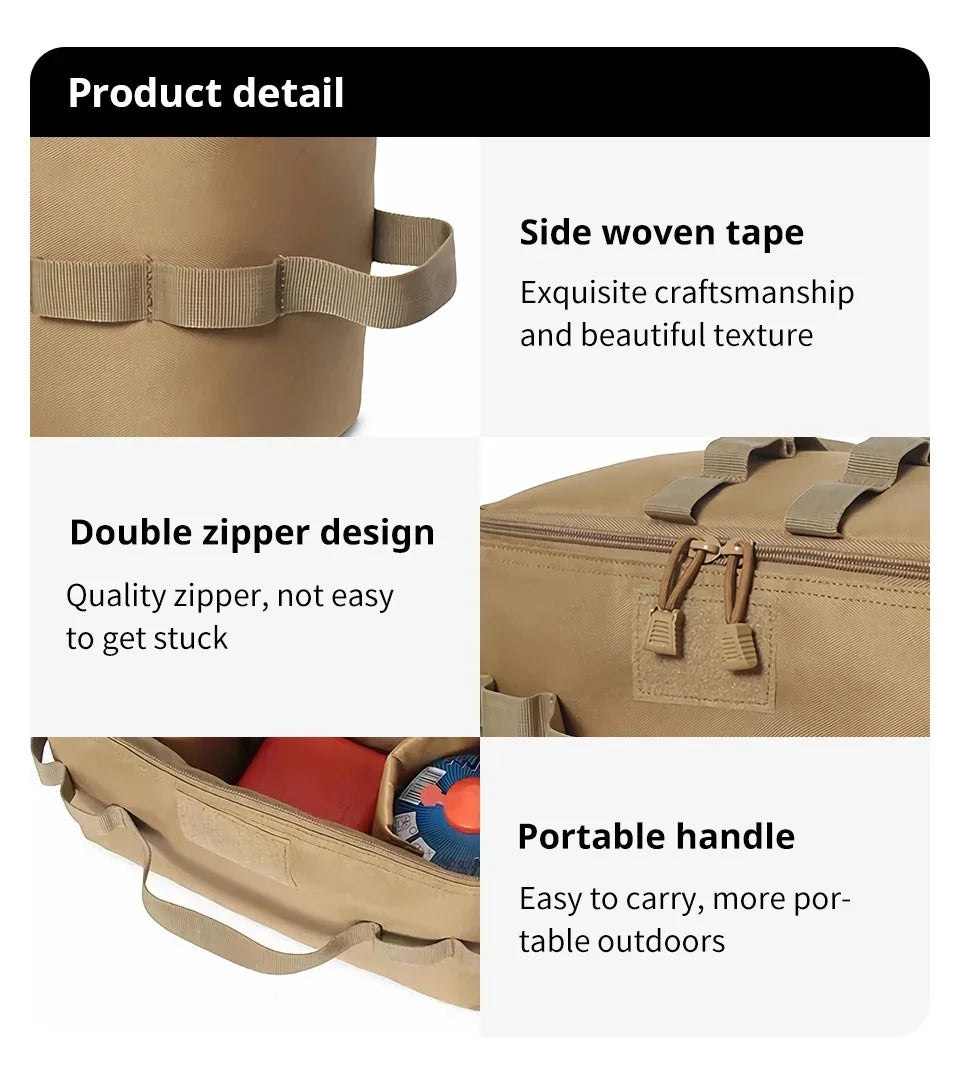 Outdoor Camping Gas Tank & Tool Storage Bag – Large Capacity Bag for Gas Canister, Ground Nails, and Cookware